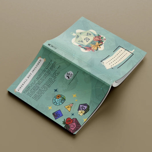 D20 Flowers: Fireball Not Included Notebook (Seafoam Green)