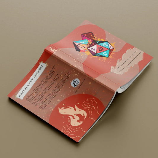 D20 Splatter: Fireball Not Included Campaign Journal (Coral Red)